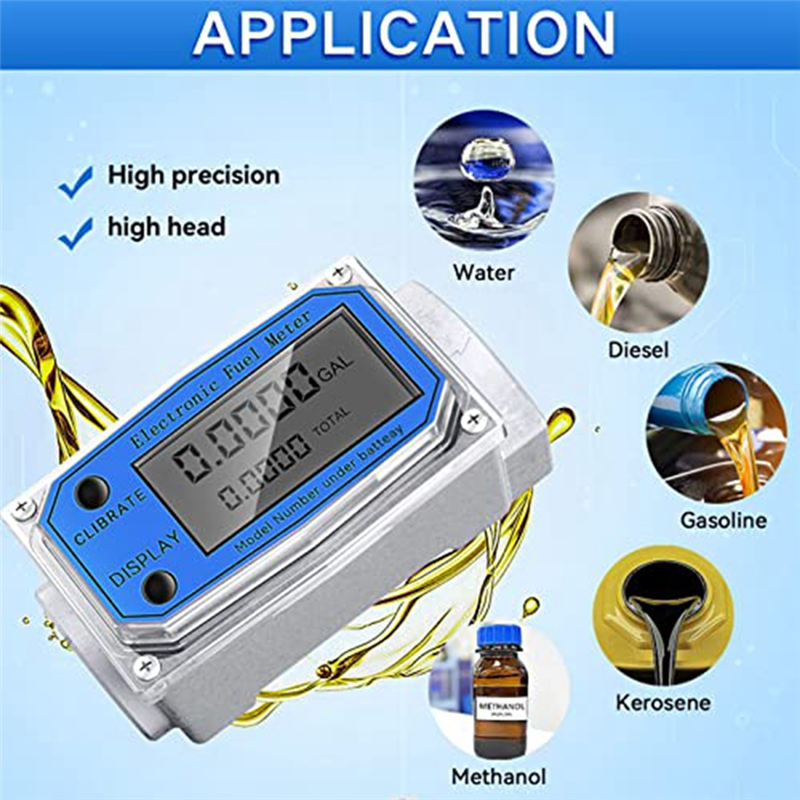 Fuel Flowmeter Water Flow Meter Accuracy Flow Meter for Measure of Water Crude Oil, Methanol Gasoline Liquid Flow. 