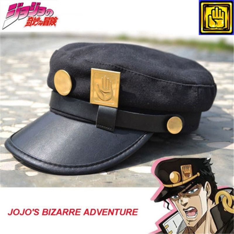 Anime JoJo's Bizarre Adventure Jotaro Kujo Joseph   JOJO Cap Hat+Badge Animation around Jotaro Hat. 