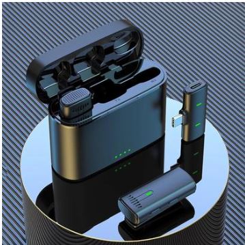 K10 Wireless Lavalier Microphone for iPhone iPad, iPhone Microphone Noise Canceling, Lapel Microphone with 2 Mini Microphones, Lav Mic for YouTube, Facebook and TikTok
