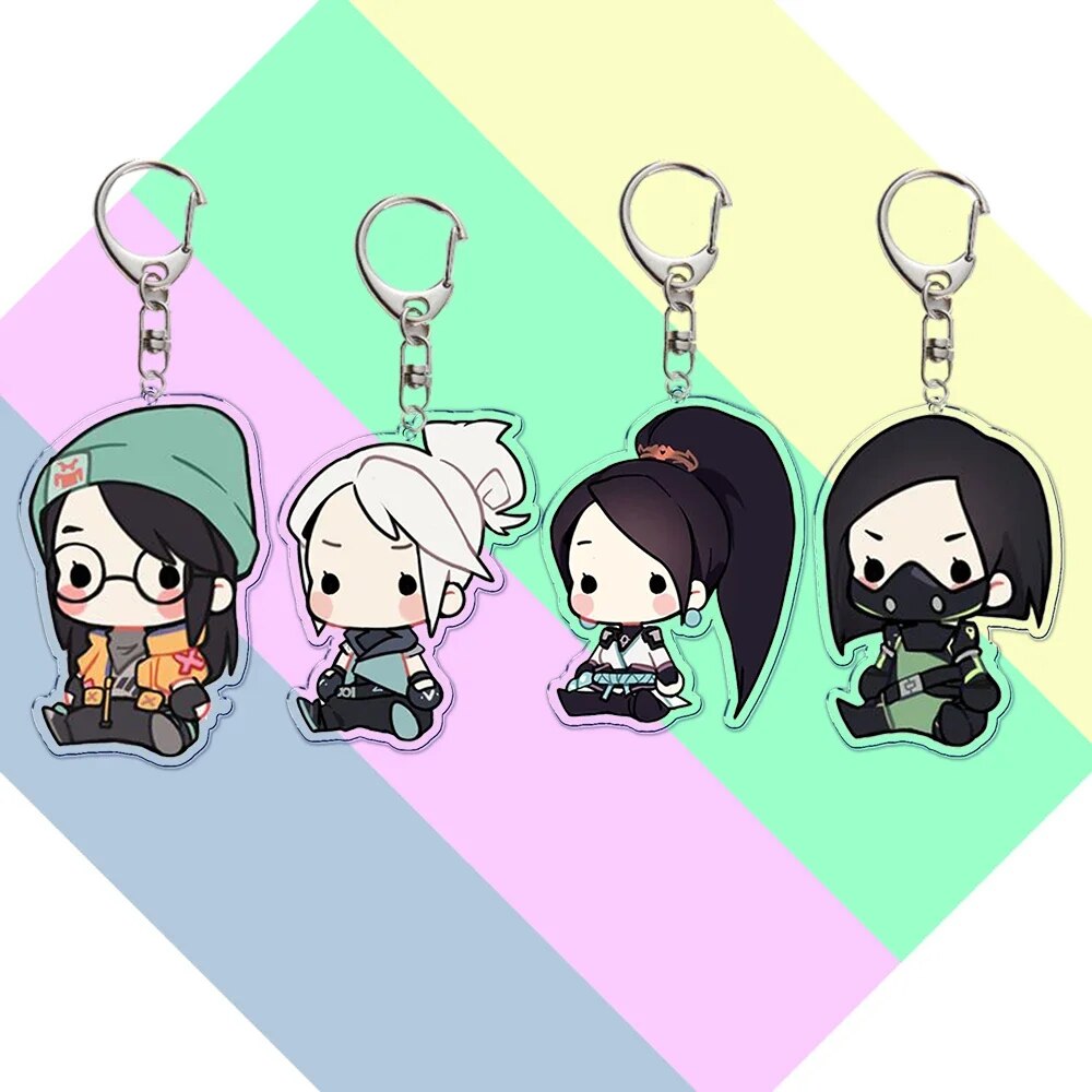Popular Game Lovely Valorant Keychain KeyRing Key Chains Chaveiro Cartoon PC Game Llaveros for Bag Pendant Aaccessories Gift