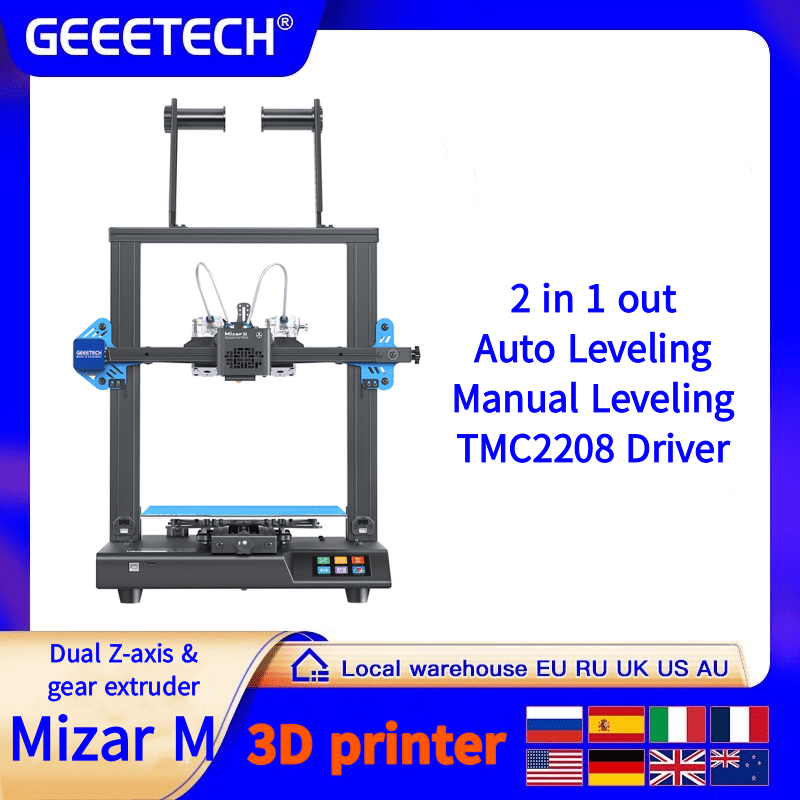 FDM 3D Printer Geeetech Upgrated Version A20T A10T A10M Mizar M 3D Printer Dual Triple Color Mixing, High precision 3d printing. 