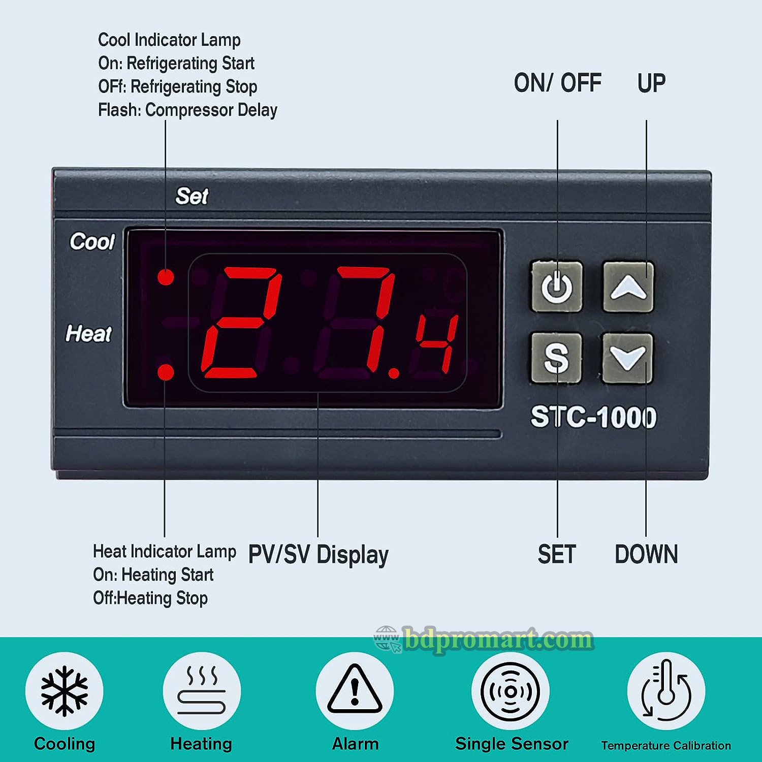 220V STC-1000 Digital LCD Temperature Controller Sensor for Poultry Farm Aquarium Hatching Seafood machine electronic Thermostat Control. 