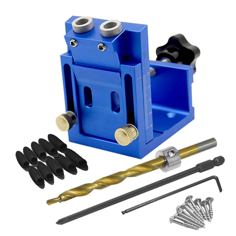 Pocket Hole Jig Kit Replacement Accessories 15° Angled Woodworking Holes Locator, Drill Guide Jig Set W/2 Drill Bits for Carpentry