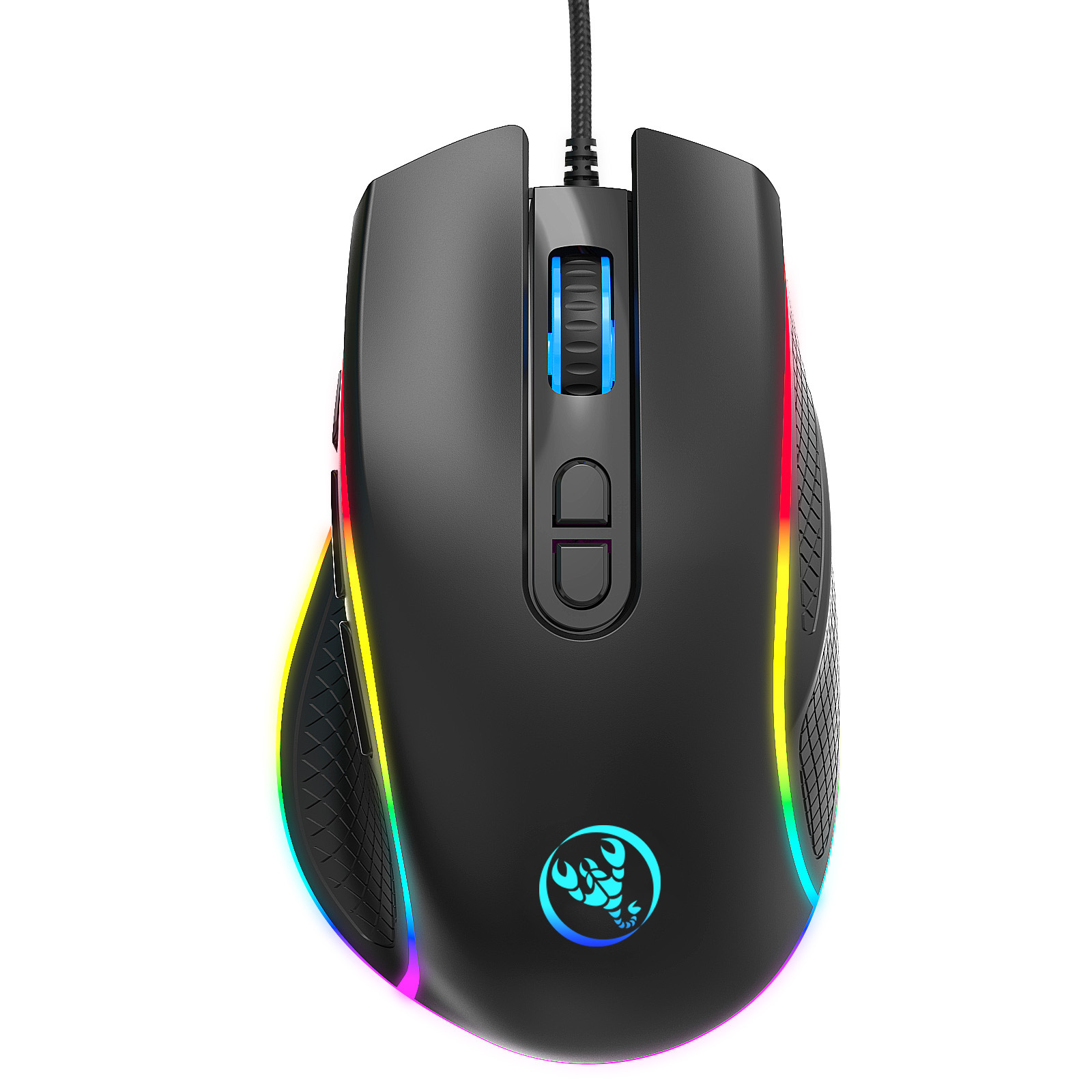 HXSJ Gaming Cable RGB Gaming Mouse 12800DPI Gaming Mouse 8 Key Macro Programming. 