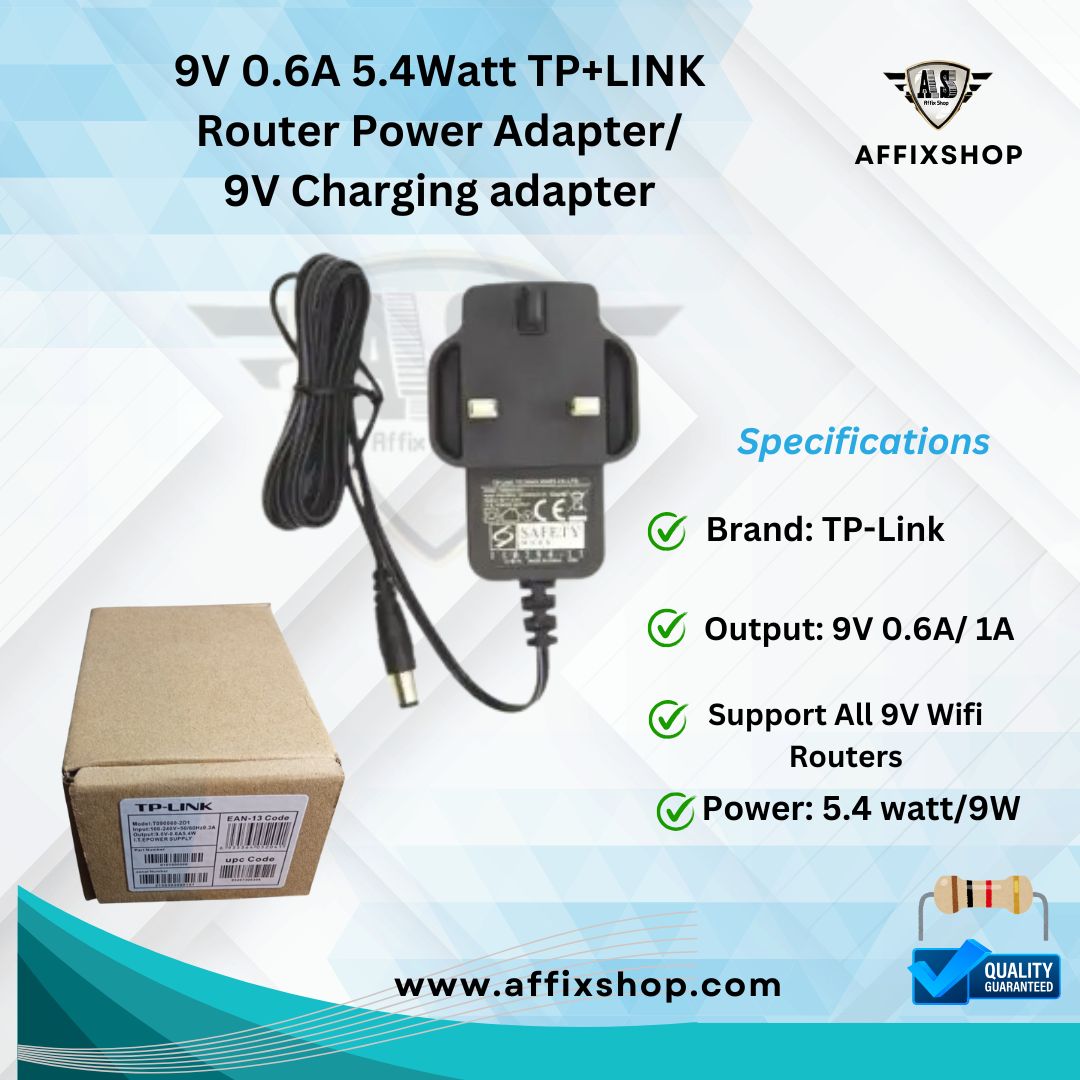 9V 0.6A 5.4Watt TP+LINK Router Power Adapter/9V charging adapter. 