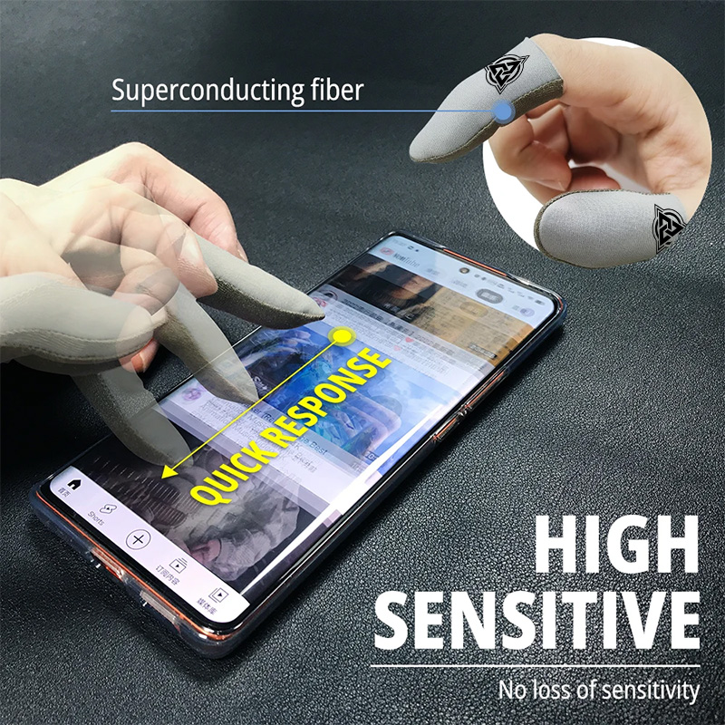 【🔥Fly Shark】BlueWow Fly Shark Custom Knitted Silver Cloth Breathable Gaming Finger Cots Ultra-thin Silver Fiber Highly Sensitive Gaming Finger Cots Suitable for PUBG Touch Screen Mobile Game. 