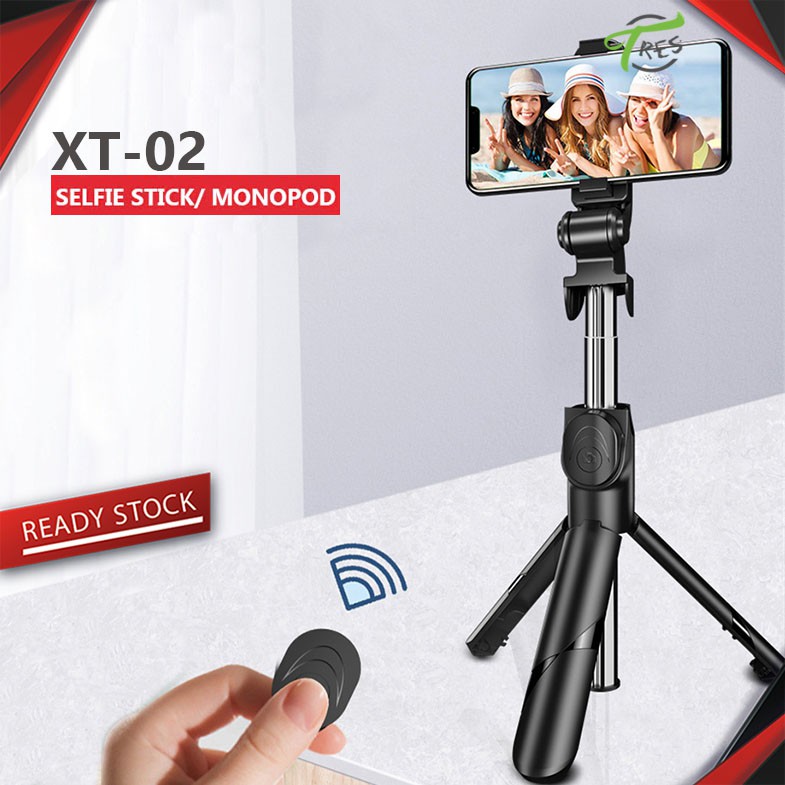 Universal Bluetooth Selfie Stick 2 in 1 XT-02 Wired Remote Shutter Monopod Bluetooth Extendable Handheld Stabilizer Stand Tripod For All Mobile Phone. 