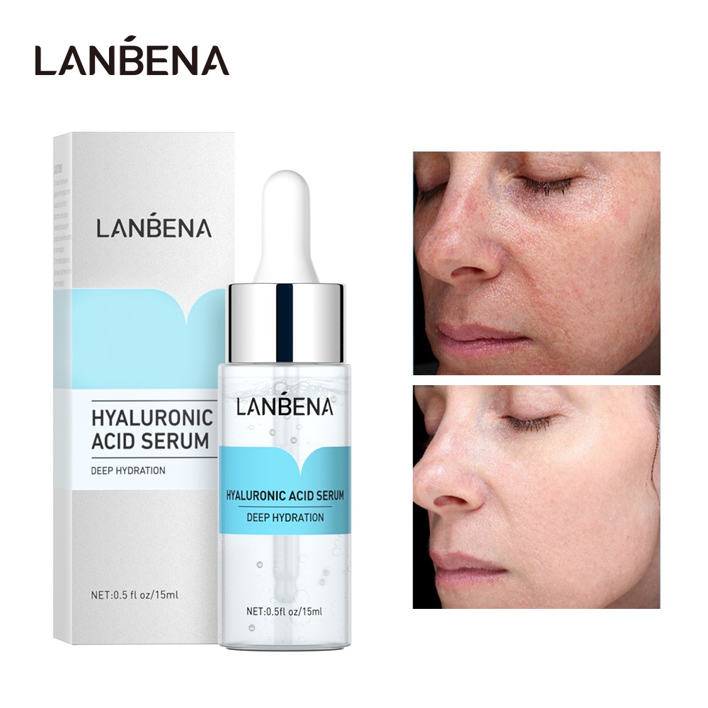 Lanbena Hyaluronic Acid Serum, LANBENA Moisturizing Serum Intense Hydration + Moisture for Dry Skin and Smooth Fine Lines Hyaluronic Serum for Face - 0.5 Fl.oz / 15 ml
