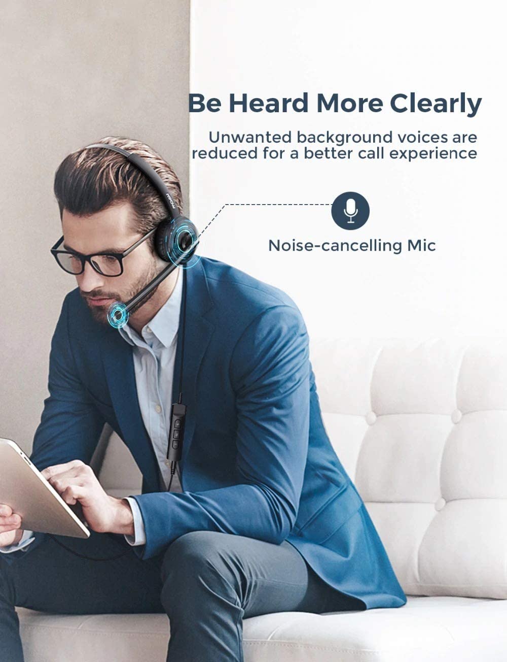 Single Ear Headset with Microphone USB Headphones with Noise Cancelling Boom Mic and Mute Button. Best fit for Zoom, Skype, Conference Calls, Office and Learning. 