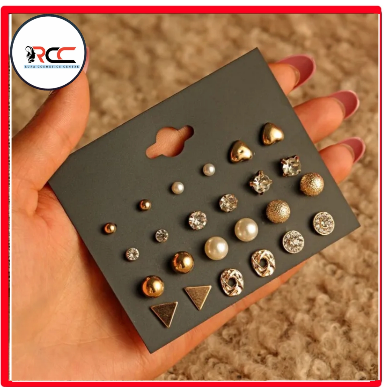 New Trendy 12 Pairs = 24 Pcs Pearl Stud Earrings Set for Women Simple Top - Earrings Set for Women New Collection - Earrings Set 12 Pairs for Girls - Earring for Women - Ear Ring Set 12 Pairs for Girls Stylish/ Earring 12 Pairs Set for Girls Simple