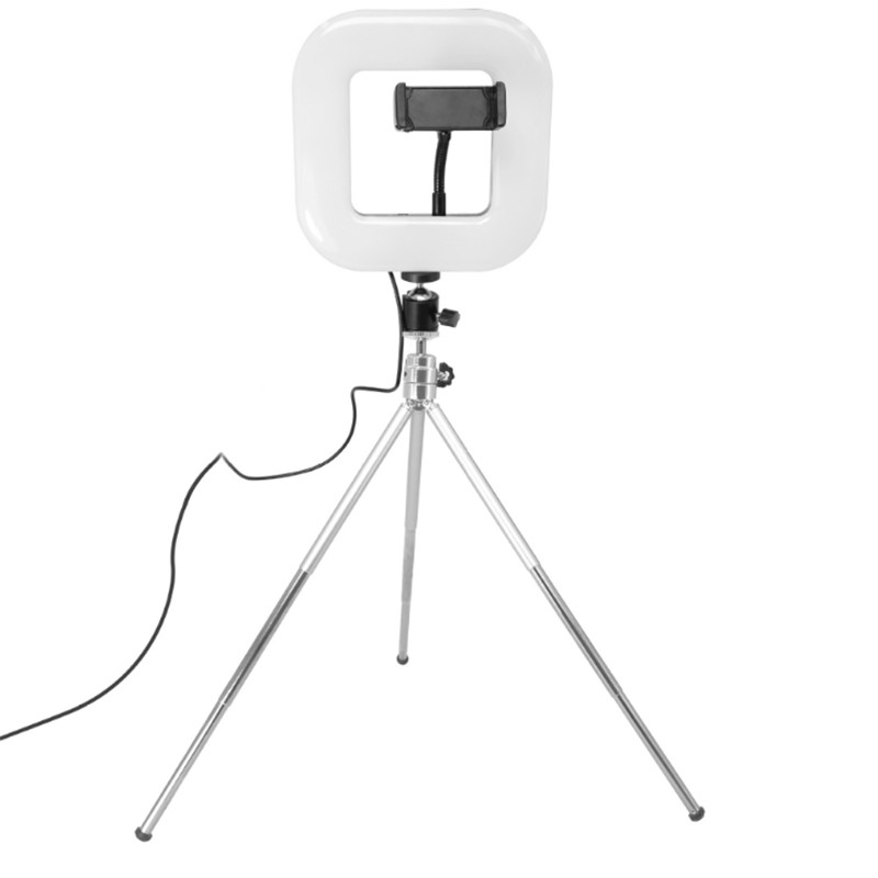 XWJ-D21C Dimmable LED Square Light With Tripod Net Red Live Fill Light Phone Holder. 