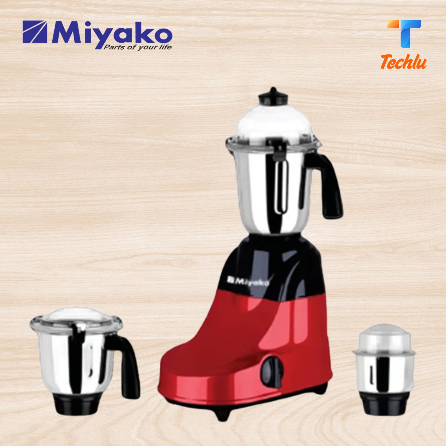 Miyako 3 in 1 Blender and Mixer Grinder Red Horse 1100 Watt - Versatile Appliance for Blending, Mixing, and Grinding in One