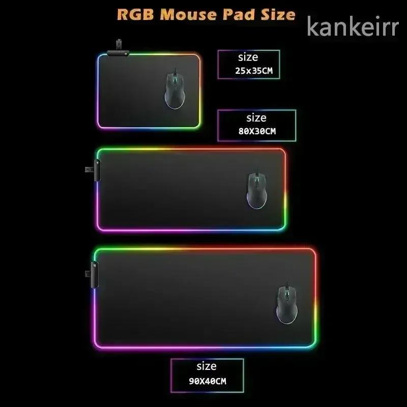 Green and White Sakura Rgb Mouse Pad Gaming Setup Accessories Computer Mat 90x40 Pc Gamer Keyboard Extended Backlight Mouse Mats. 