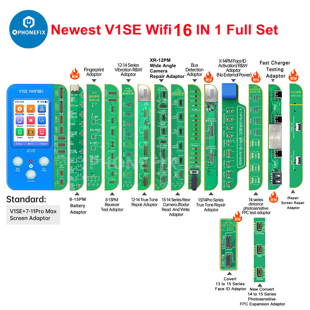 JC V1SE Wifi Programmer for iPAD /iPhone X 11 12 13 Mini 14 15PM Original Color Touch Shock Rear Camera Face ID Battery Repair