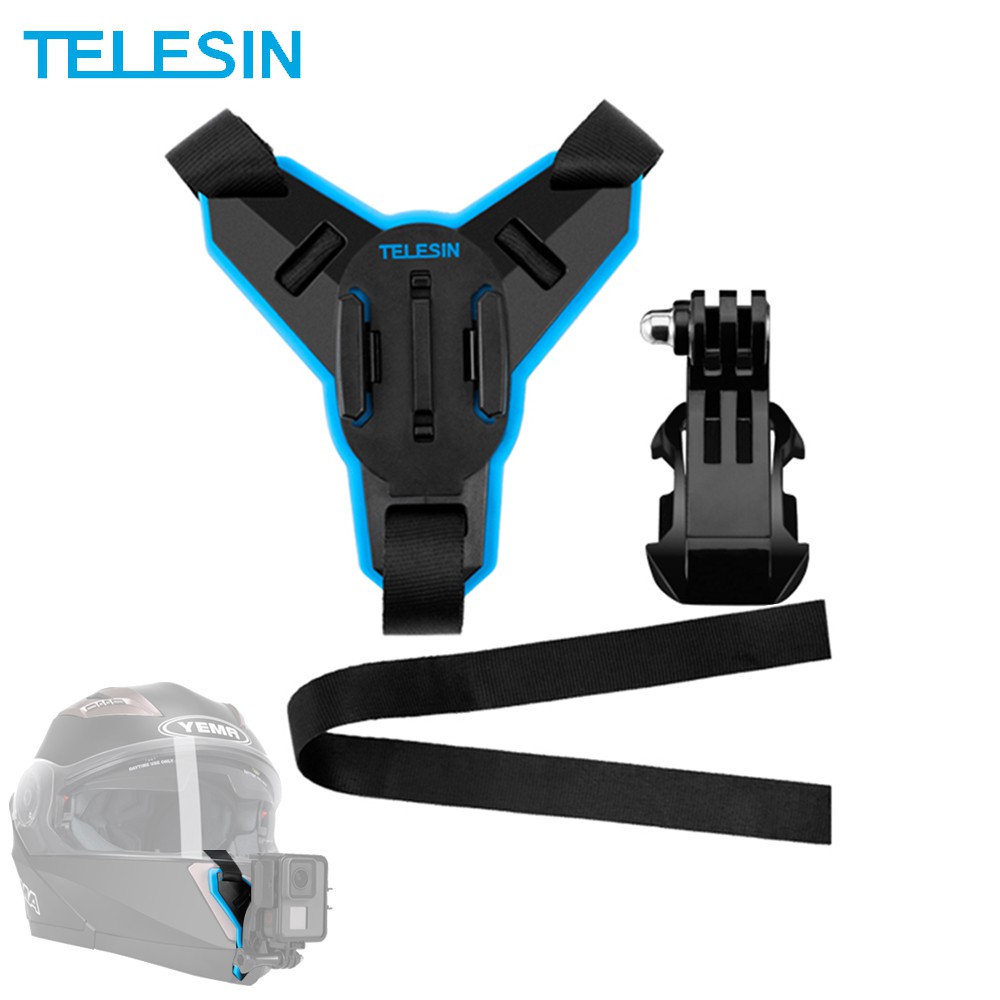 TELESIN Accessories Motorcycle Helmet Strap Mount Front Chin Mount for GoPro Hero7 6/5/4/3, Session, SJCAM, YI Action Camera. 