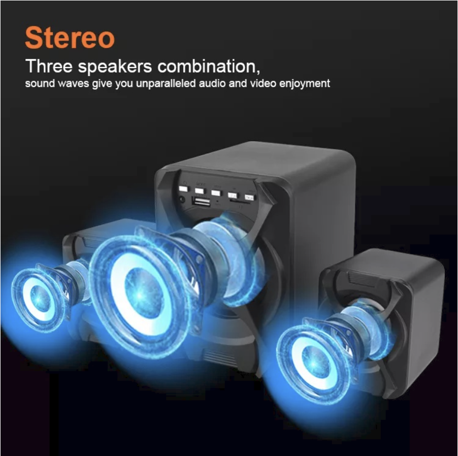 Kisonli U2500BT USB Bluetooth 2.1 Speaker with FM TF AUX Remote Control Black 5W. 