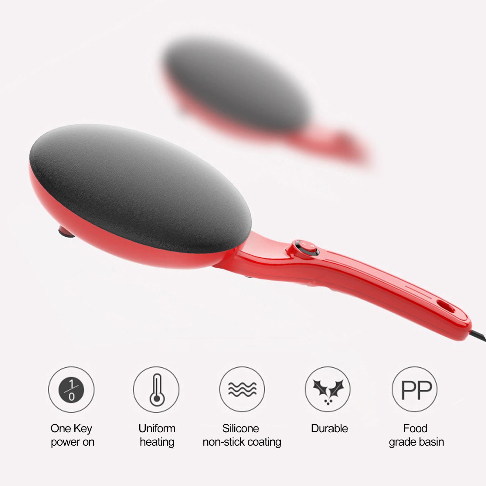 Non-stick Coating Electric Crepe Pizza Maker Portable Pancake Machine Griddle Baking Pan Kitchen Cooking Tools Automatic Temperature Control, for Pancakes, Blintz, Chapati, Eggs Roll, Tortillas. 
