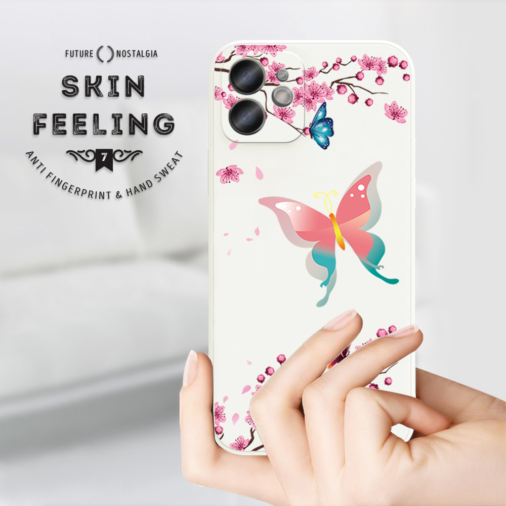 Hontinga for Realme C11 2021 C20 C20A Back Cover Colored Butterflys Side Design Phone Case Square Soft Liquid Silicone Cover. 