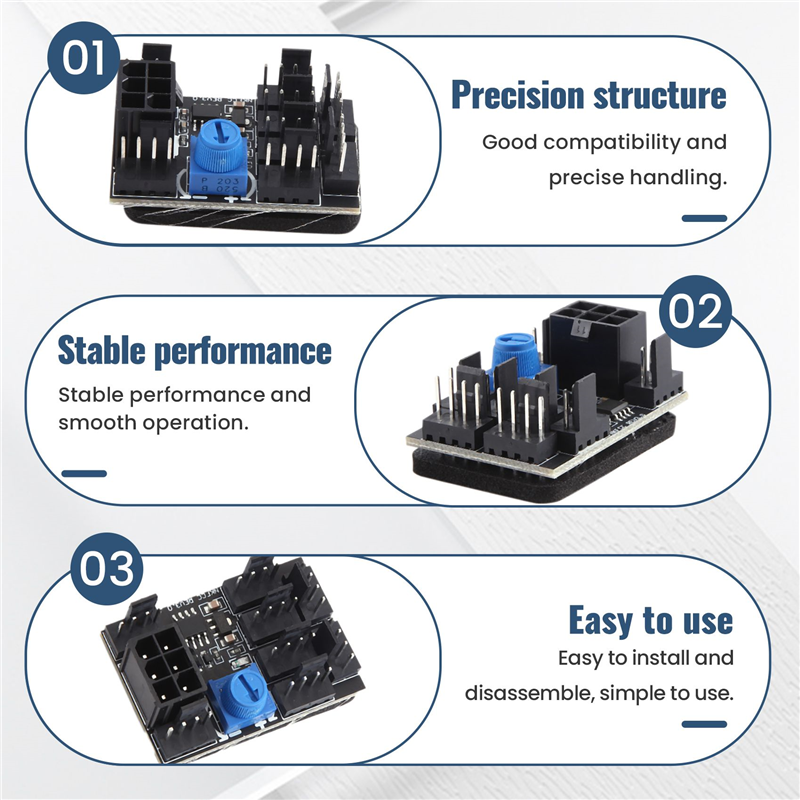 3-Pin 4-Pin Fan Adapter PC Case Cooling Fan Hub with 6-Pin Power Port. 