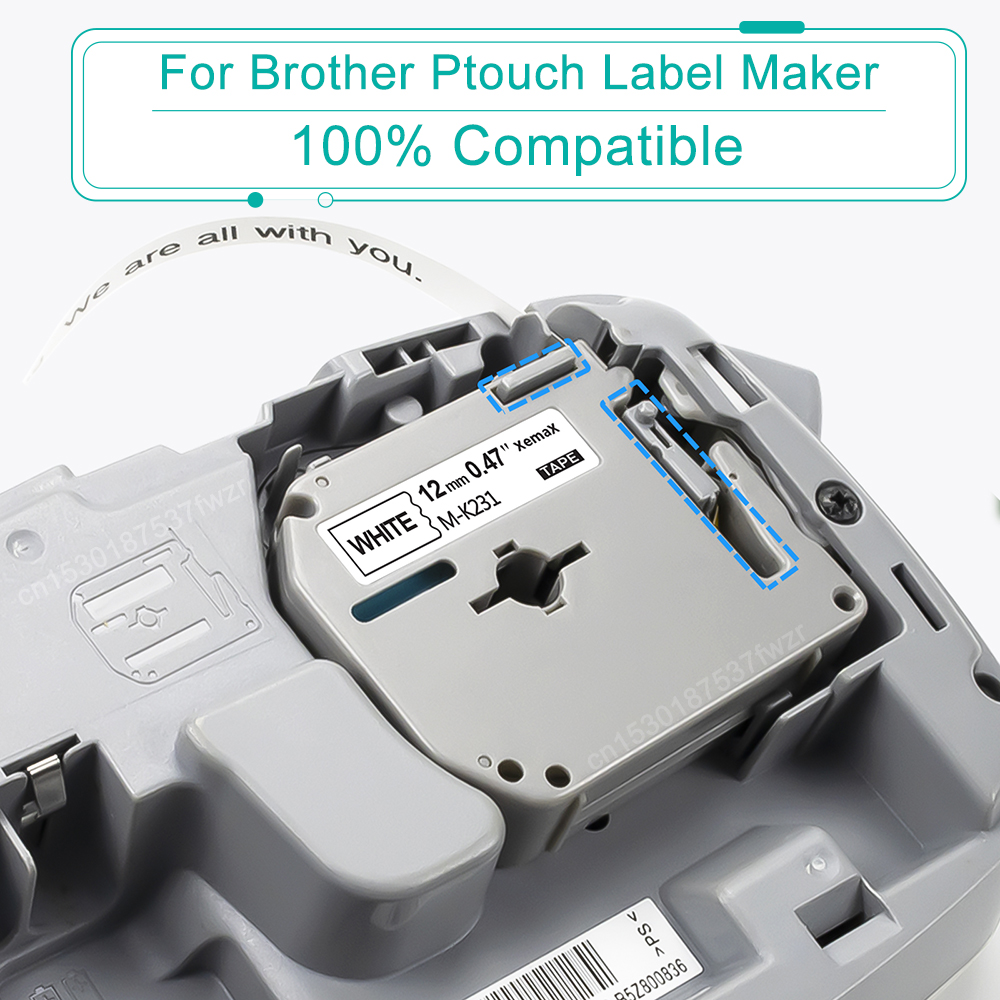 9/12mm M Tape MK231 MK221 Compatible for Brother MK 231 M-K231 MK131 MK 221 Label for Brother P-touch PT-70 PT-80 Label Printer minghao. 