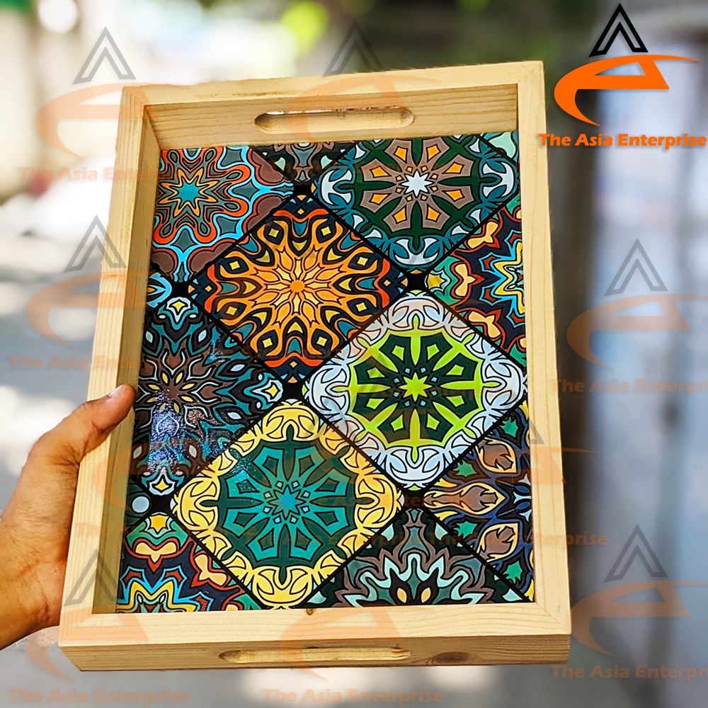 Wooden Tray ( C Mandala Top Surface Edition )