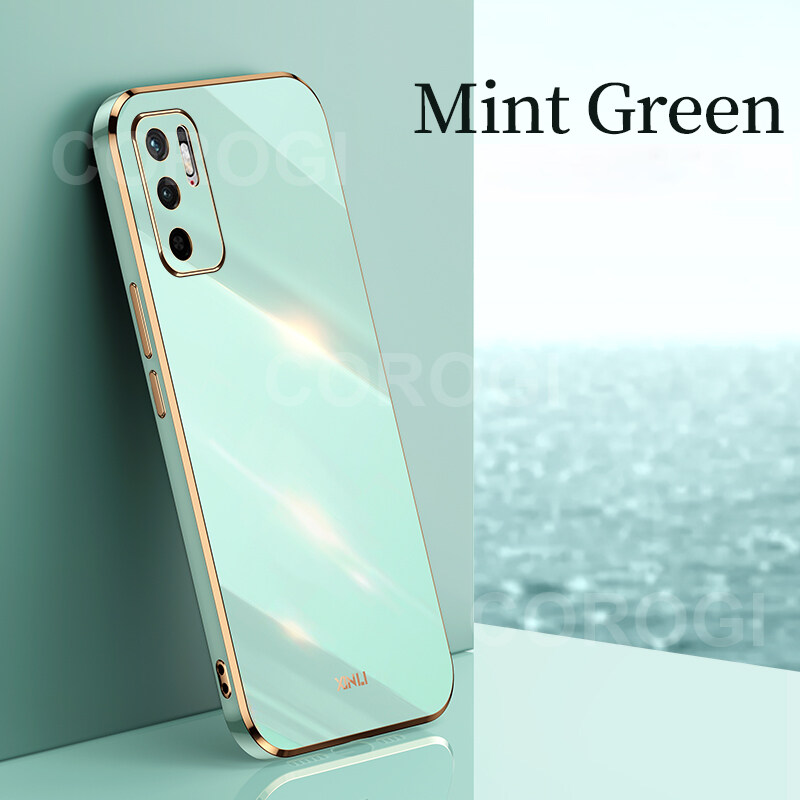 COROGI for Xiaomi POCO M3 Pro 5G Back Cover Luxury 6D Plating Frame Square Shiny Cases Camera Lens Protection Soft Silicone Protective Phone Case for Girl Boy
