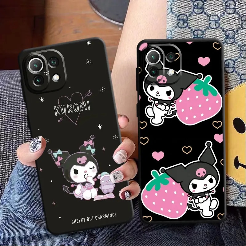 Hello Kitty kuromi Cover Shockproof Phone Case for Vivo V20 Y15 Y81 Y31 Y19 Y53 V17 S1 Y70 Y17 V21 Y20 Y11 Y72 5G Black Soft. 