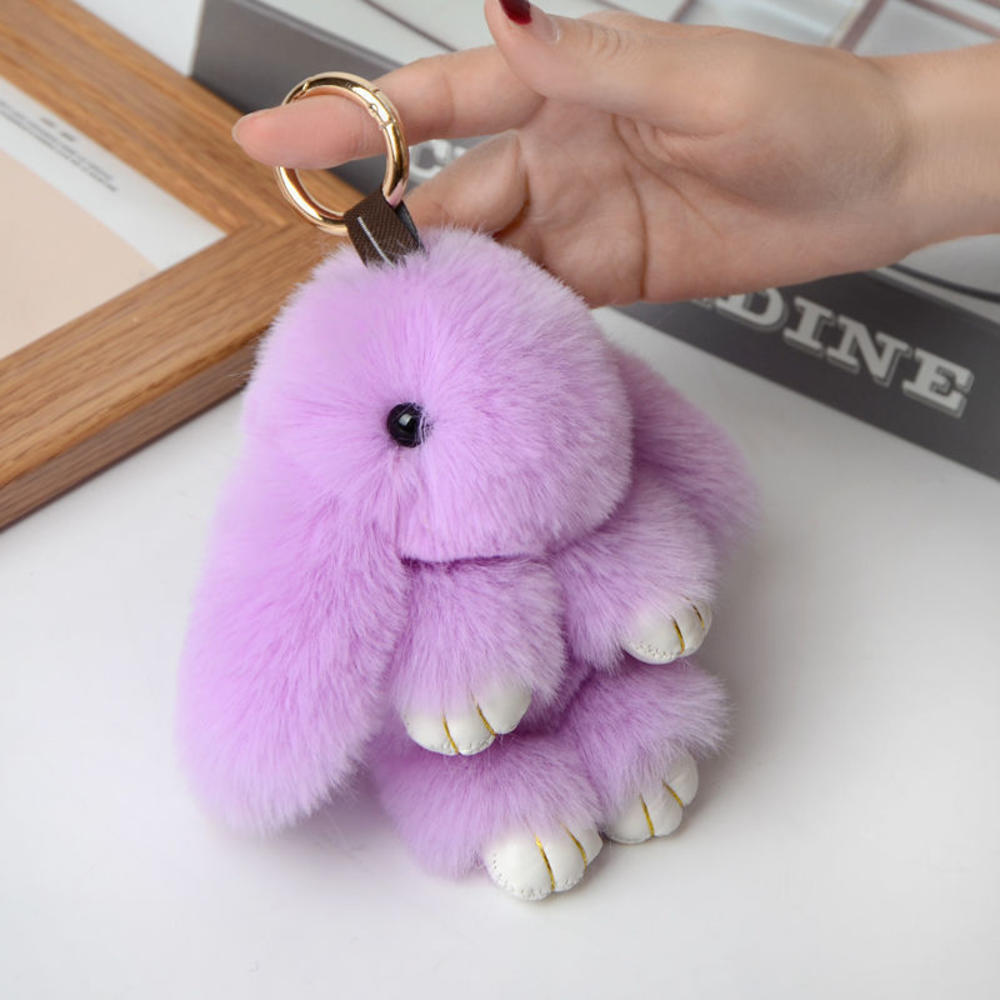 Cute Fluffy Bunny Keychain Charm Pendant Keychain Fluffy Rabbit Plush Keyring Bunny Bag Charm Adorable Keychain Pendant. 