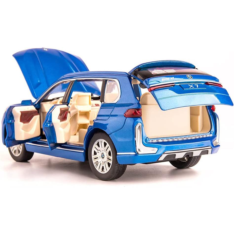 Compatible for BMW X7 SUV Model Car Toy Black, Diecast Model SUV Alloy Pull Back Toy Car with Sound and Light 1:24. 