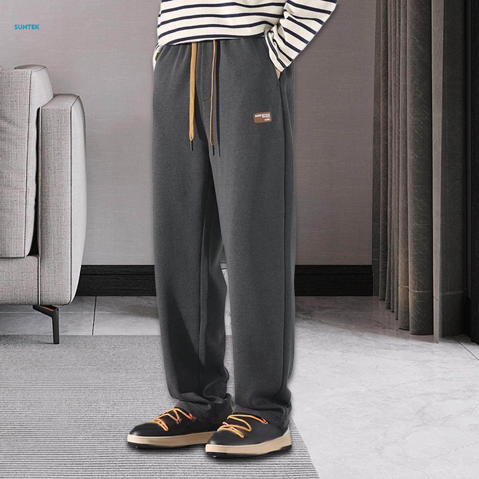 Men's Athletic Sweatpants Loose Fit Pants Joggers for Men with Pockets, Open Bottom Drawstring , Gray, S. 