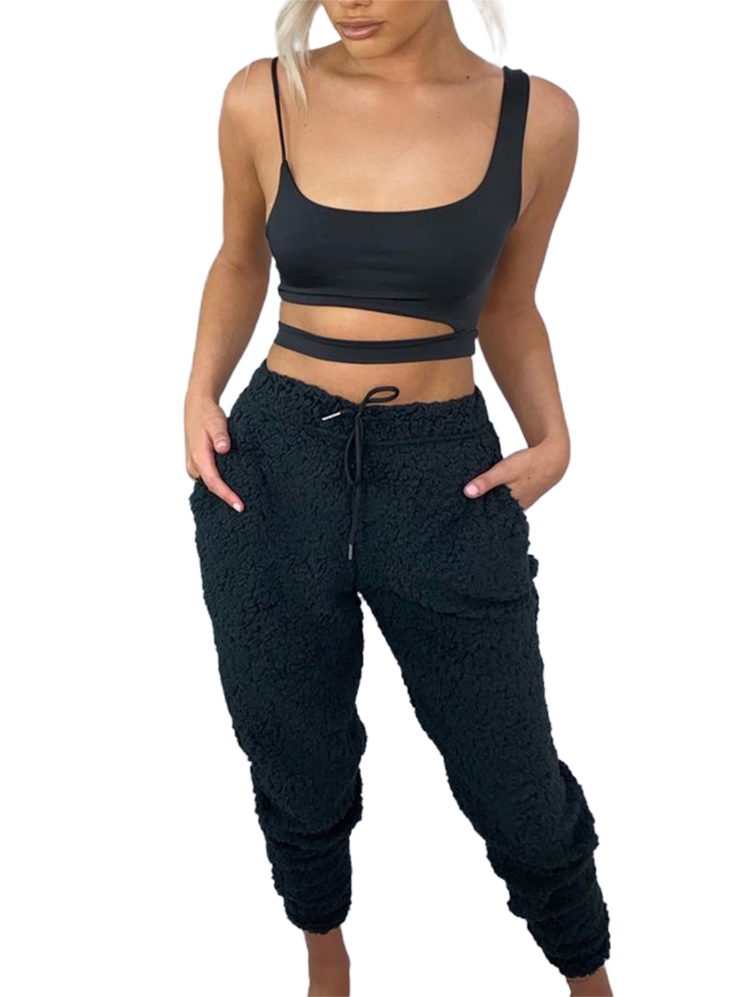Women's Plush Fluffy Pajama Pants, Warm 