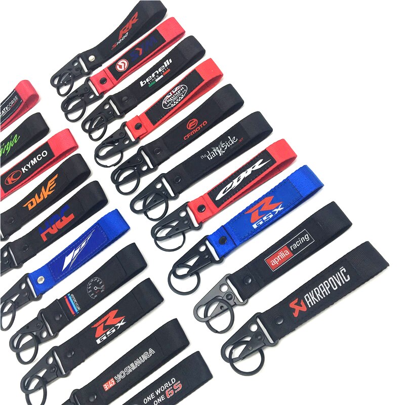 【VisioN Shop】For KYMCO Motocross Embroidery Key Holder Collection for BMW MV Agusta Triumph KTM Motorcycle Strap Ring Keyring. 