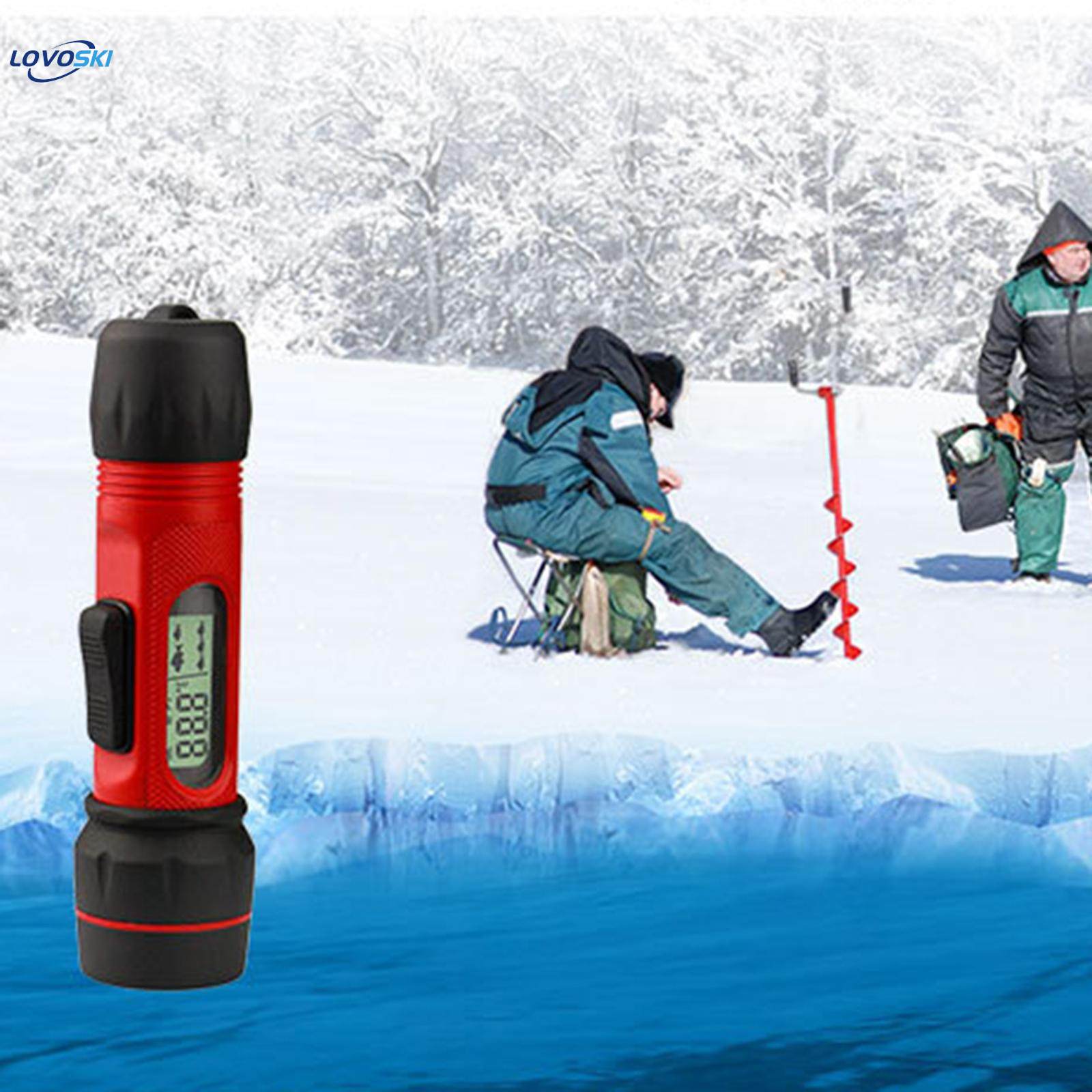 Handheld Ice Fishing Sonar Fishfinder Depth with Temperature. 