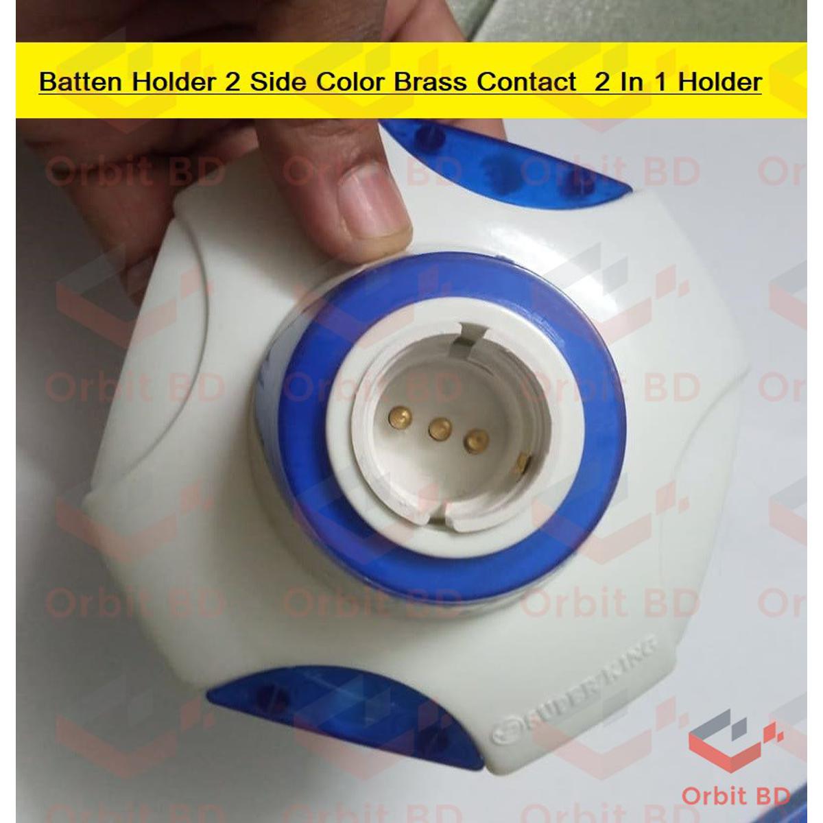 Electric Batten Holder 2 Side Color AC 250V 6A Brass Contact 2 In 1 Holder B-22 Pin Type With E27 Patch Type LED Light Holder Decorative LED Batten Holder