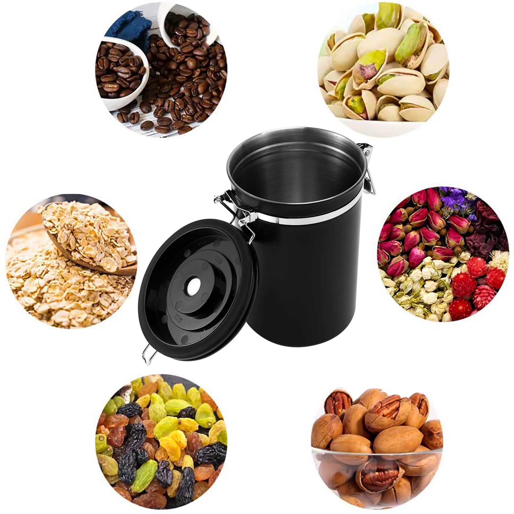 Stainless Steel Airtight Coffee Bean Storage Container with Scoop. 