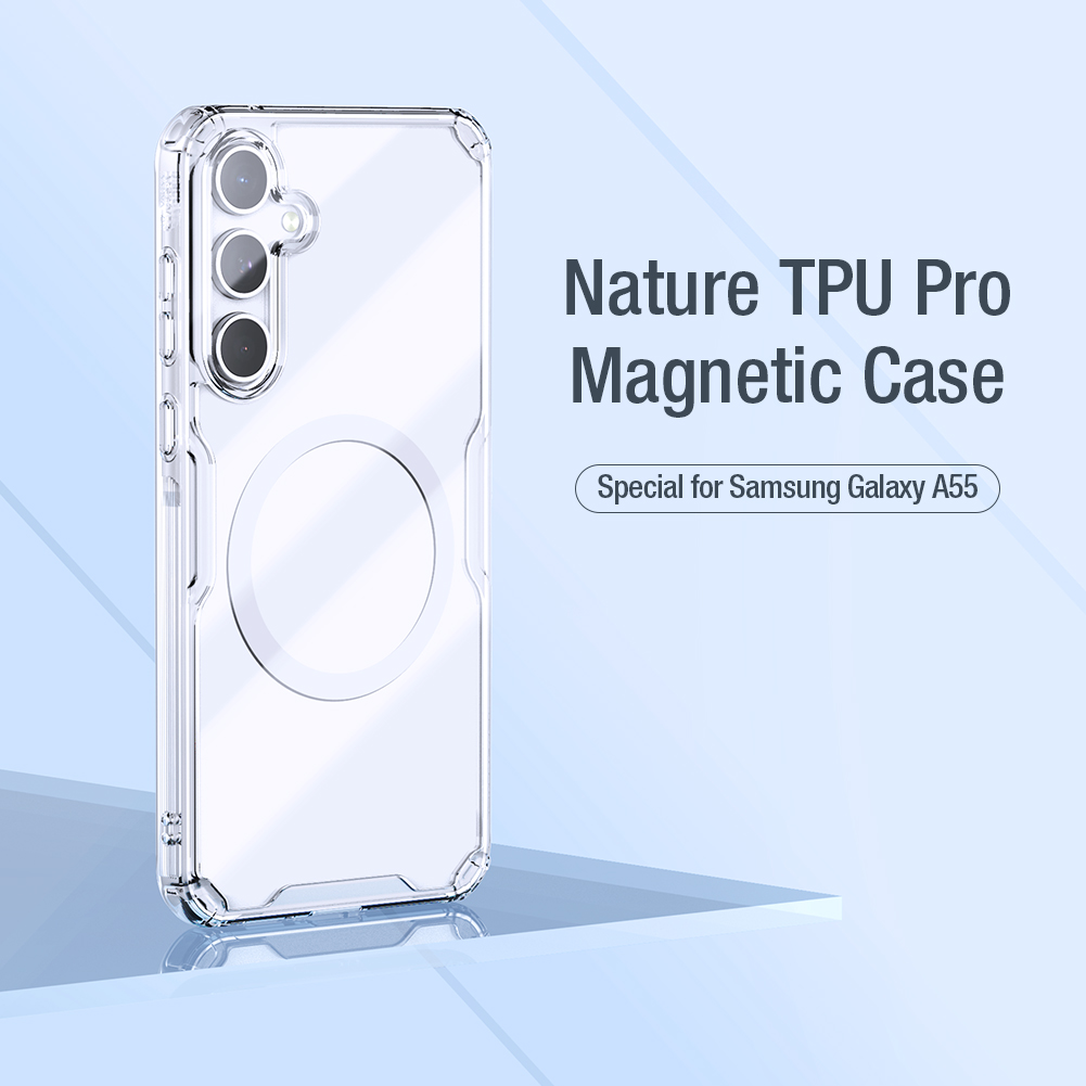 Nillkin Luxury Soft Silicone Case for Samsung Galaxy A55 Phone Cases Transparent TPU + PC Silicone Clear Shockproof MagSafe Back Cover (With magnetic suction function only）. 