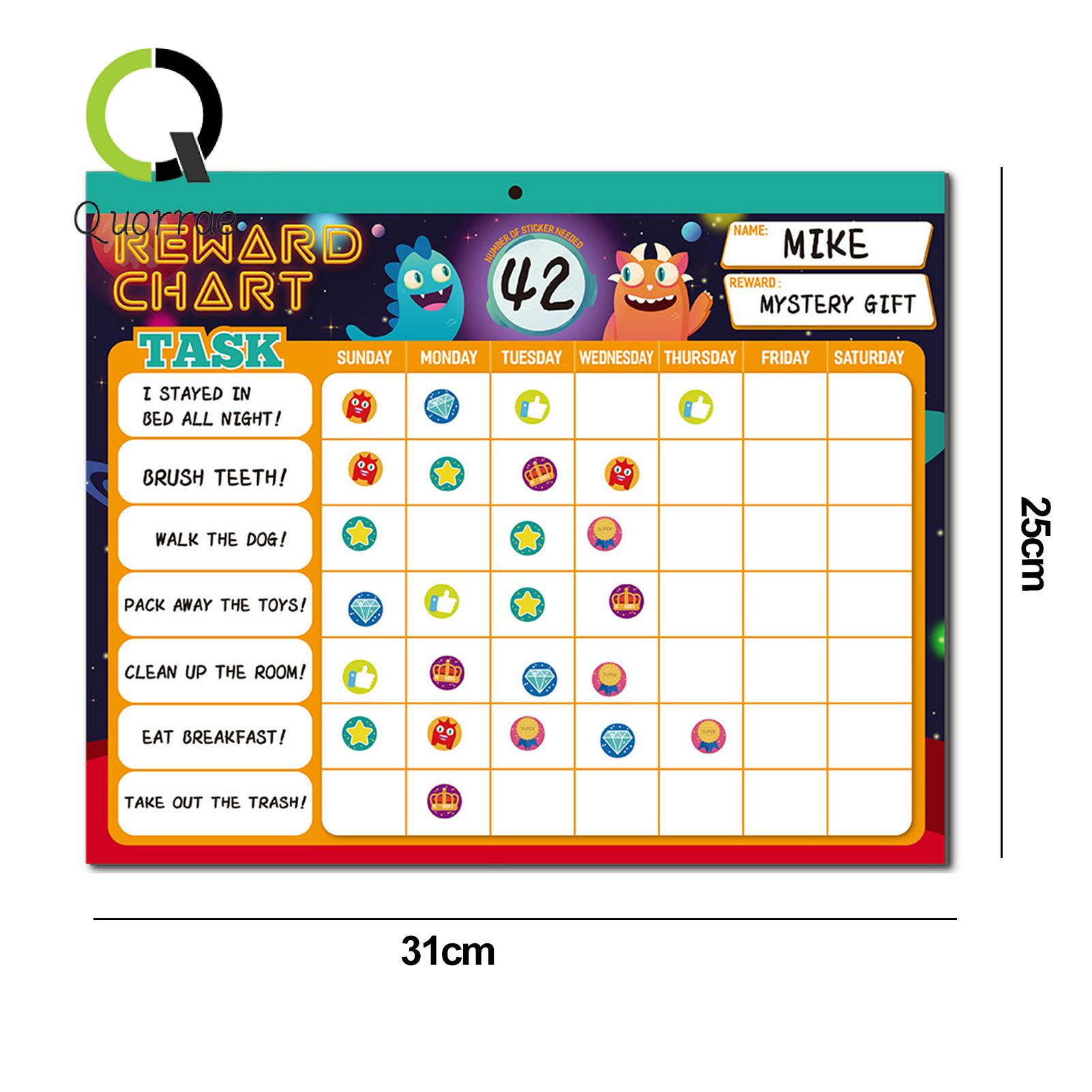 Quorrae Reward Chart with Stickers Motivational Kids Behavior Chart with Stickers Daily Routine Planner for Good Habits Self-discipline Magnetic Tear-off Sheet Book for Children English Language Kids. 