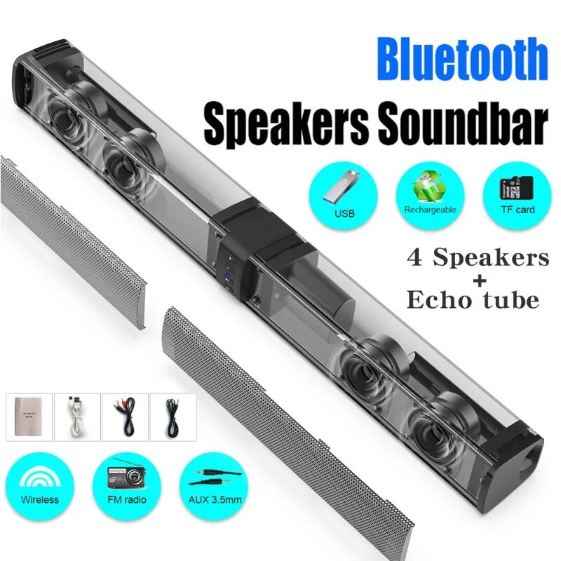 Separable Soundbar for TV with Subwoofer 360° Surround Stereo Wireless Soundbox Home Sound System TF Card AUX FM Radio Sound Bar. 