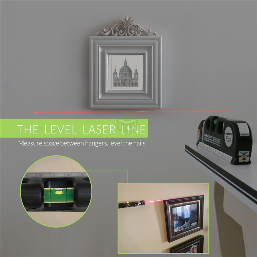 MAYTTO 8ft Laser  Laser Level laser measure Line Measurement Tape Ruler Adjusted Standard and Metric Rulers. 