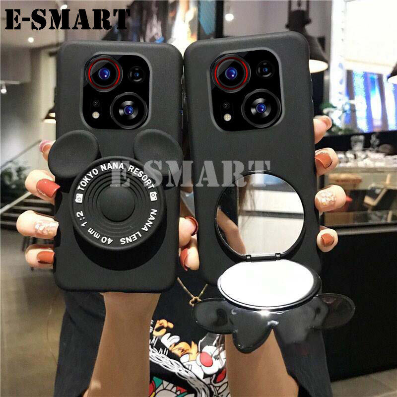 For Tecno Phantom X2 Pro Case Makeup Mirror Soft Cute Cartoon Camera Stand Silicone Cases for Tecno Phantom X2 Pro Back Cover Casing. 