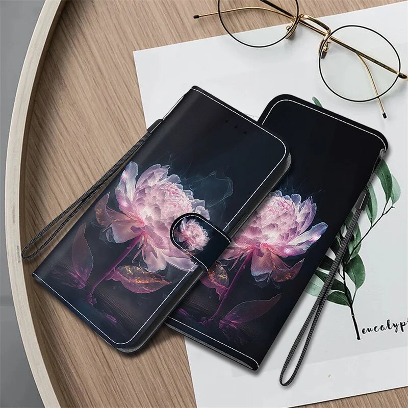 408 New Painted Case for TCL 408 Wallet Cases for TCL 408 TCL408 Etui Cartoon Flower Butterfly Soft PU Leather Stand Book Cover. 