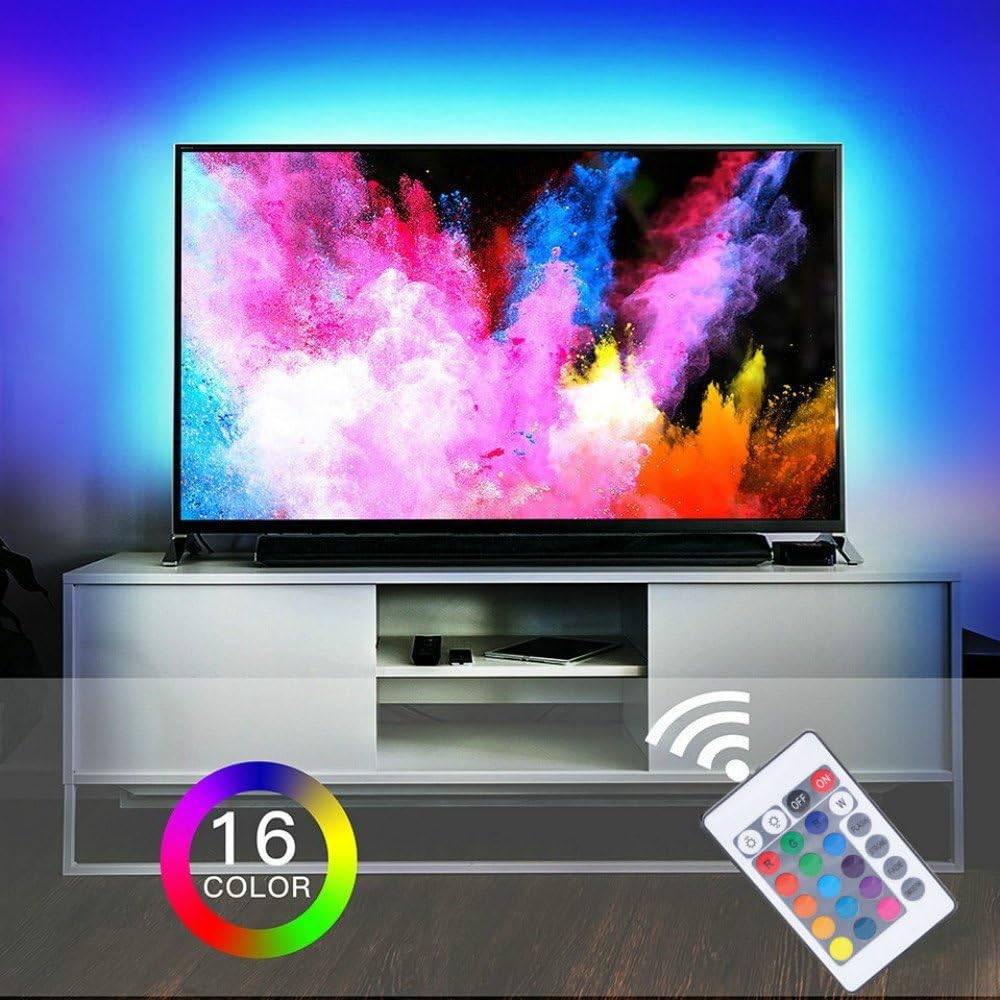 USB RGB LED Strip Light,5M 30leds/m Black PCB DC 5V 5050 RGB Color LED Light with 24Key Remote for TV Background Lighting,Ribbon Light,Rope Light,Kitchen Led Lighting Decor Tape LED Strip Lamp. 