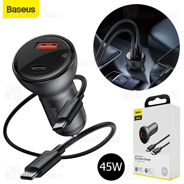 Baseus Magic Series 45W PPS Digital Display (Type-C PD+QC) Intelligent Dual Quick Charging Car Charger. 