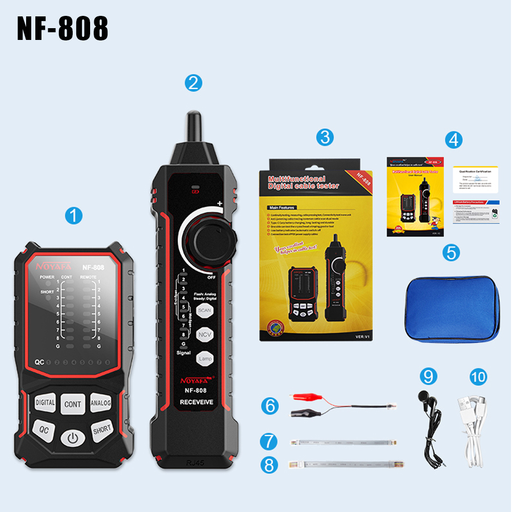 NOYAFA Network Cable Tester CAT5 CAT6 Cable Tracker LCD Display Poe Tester Network Tools Support Continuity Test Wire Tracer. 