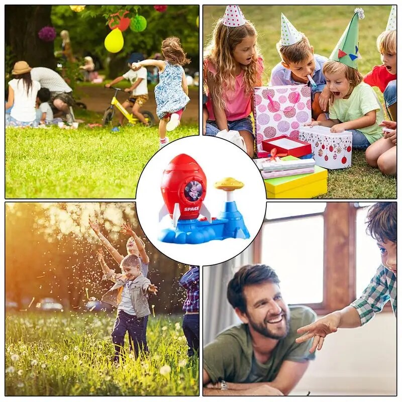 Kids Rocket Launcher Toy Jump Rocket Set Outdoor Game Flying Saucer Rocket Fun Flying Discs Interactive Educational Toy.
