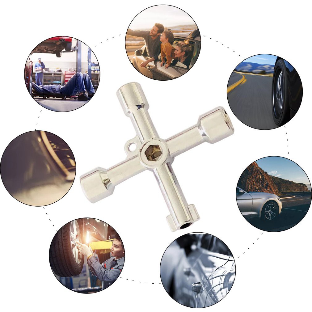 【Y Multifunction 4 Ways Universal Triangle Wrench Cross Key Plumber Keys Triangle Electric Control Cabinet Triangle Key Wrench Water Meter Valve home living cabinet Universal Panel Key Lock Wrench Triangle Square Elevator Switch Spanner. 