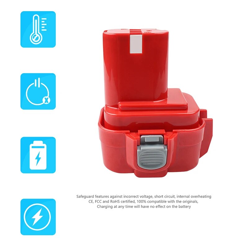 2-PACK For Makita 9.6V NI-MH PA09 Battery 6222D 9100 9120 9122 9133 9134 9135 6207D 6261D 6207D Replacement Power Tool Battery. 