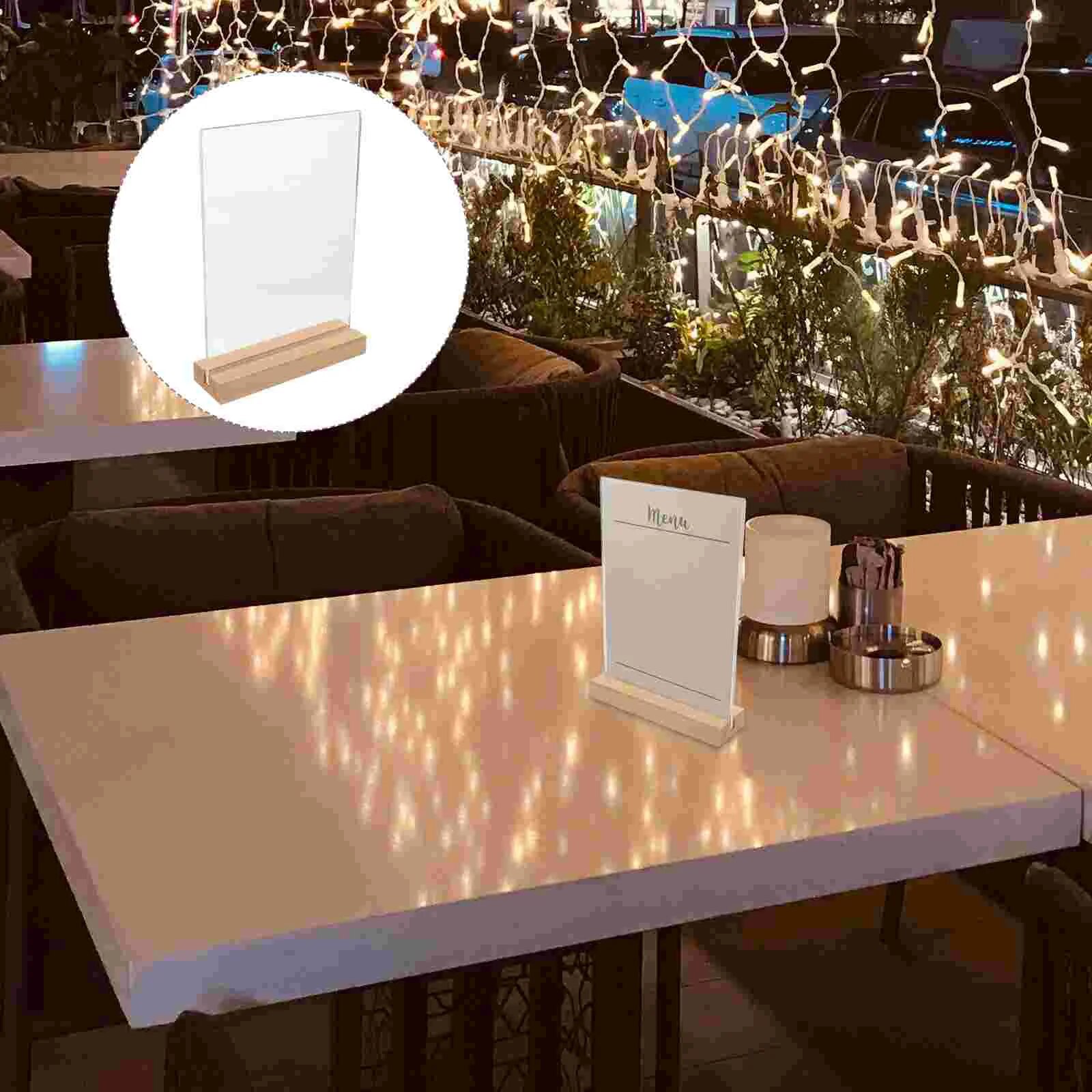 Menu Sign Holder Acrylic Table Rack Picture Frame Stand Poster Stands Display Base L-shaped. 
