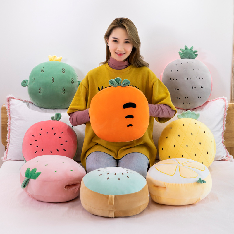 Comfortable soft plush pillows are winter hand warmers, cute fruit and vegetable shaped pillows, office nap blankets in stock