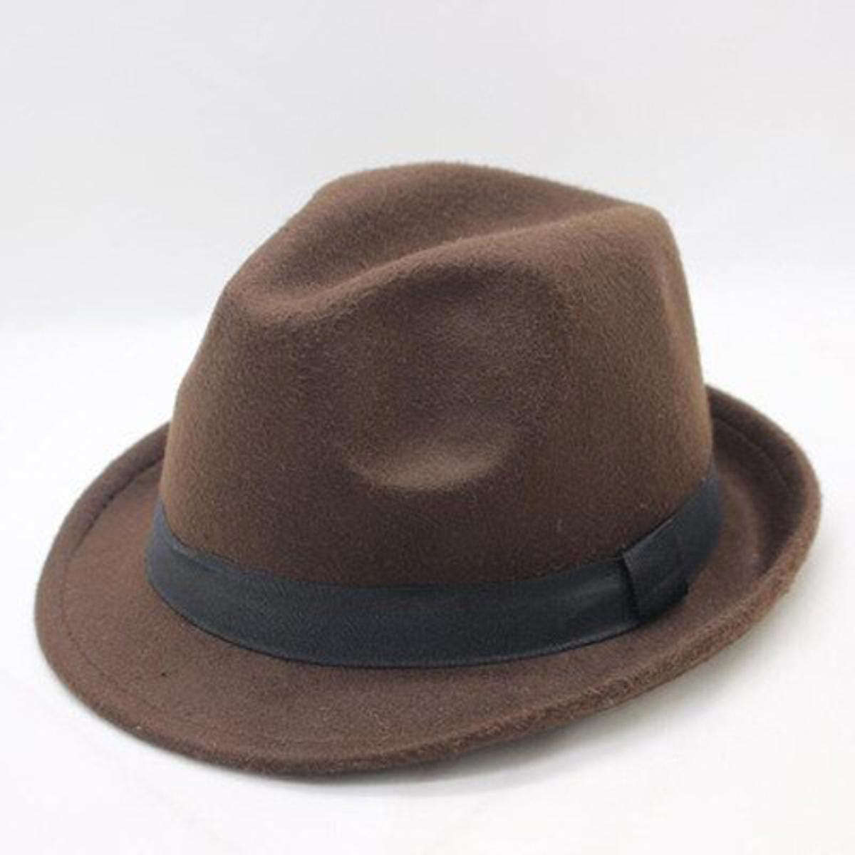 【happy one】wool Derby Fedoras Cap Felt Billycock Hats Winter Bowler Fedora Trilby Hats Man's Cap
